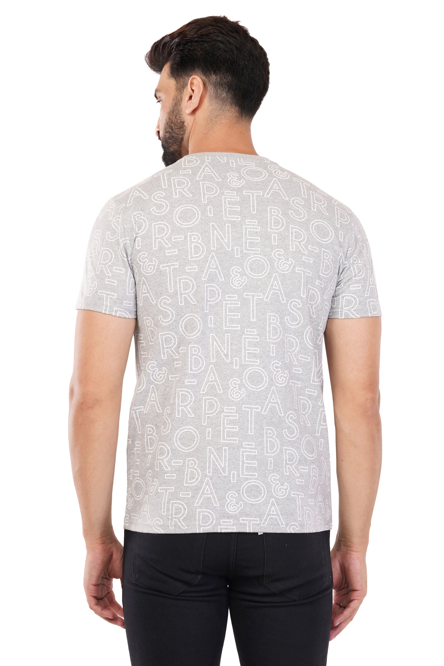 Men's Typography - AOP  Round Neck Poly Cotton T-Shirt