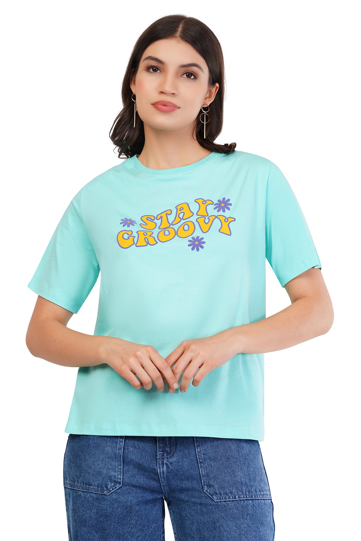 Women's Free Fit Printed Ladies T-Shirt | Stay Groovy | Yucca