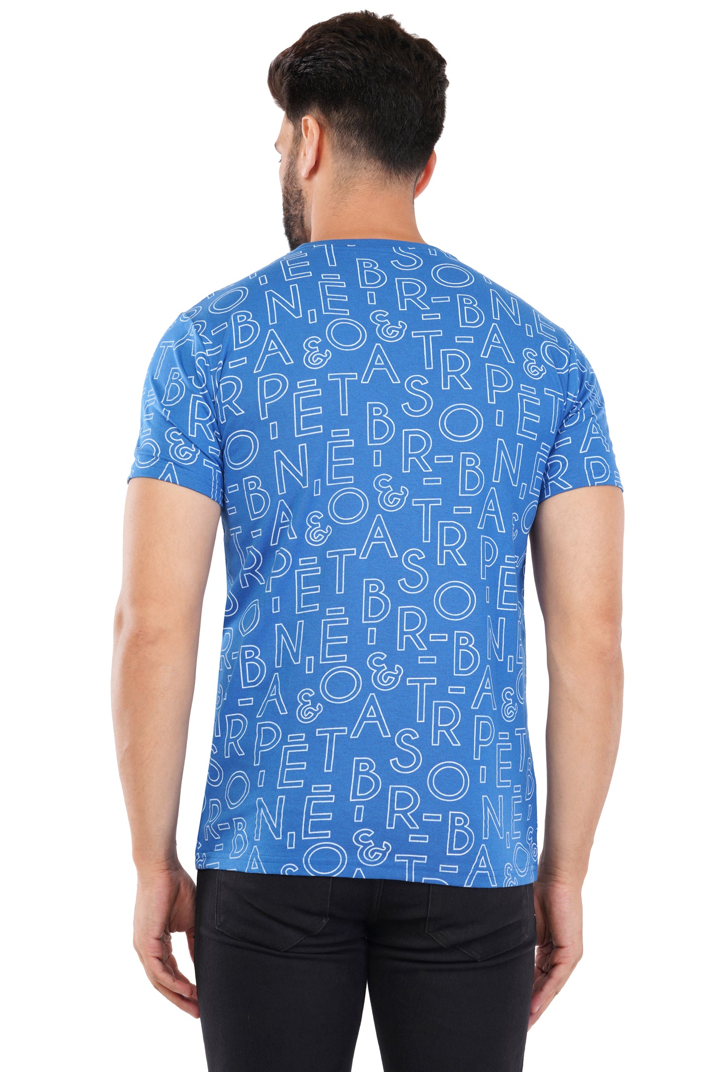 Men's Typography - AOP  Round Neck Poly Cotton T-Shirt