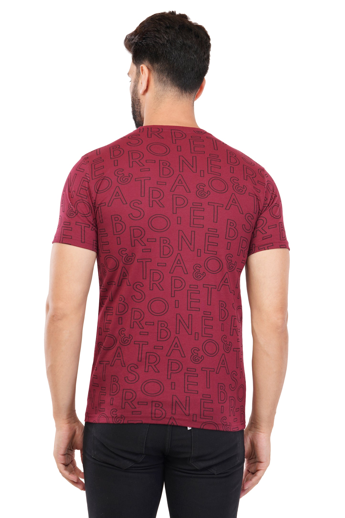 Men's Typography - AOP  Round Neck Poly Cotton T-Shirt