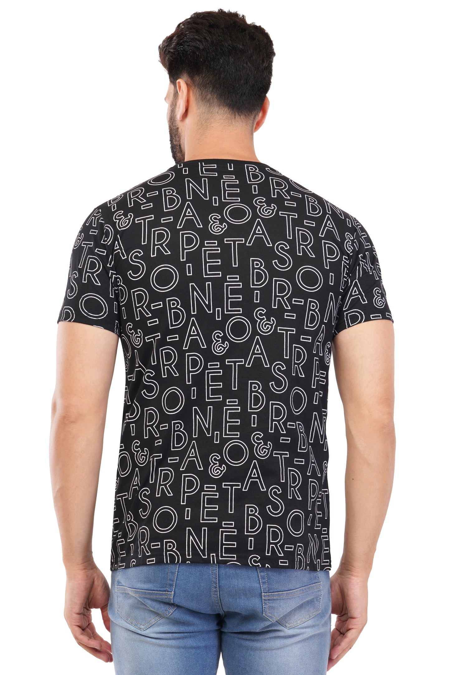 Men's Typography - AOP  Round Neck Poly Cotton T-Shirt