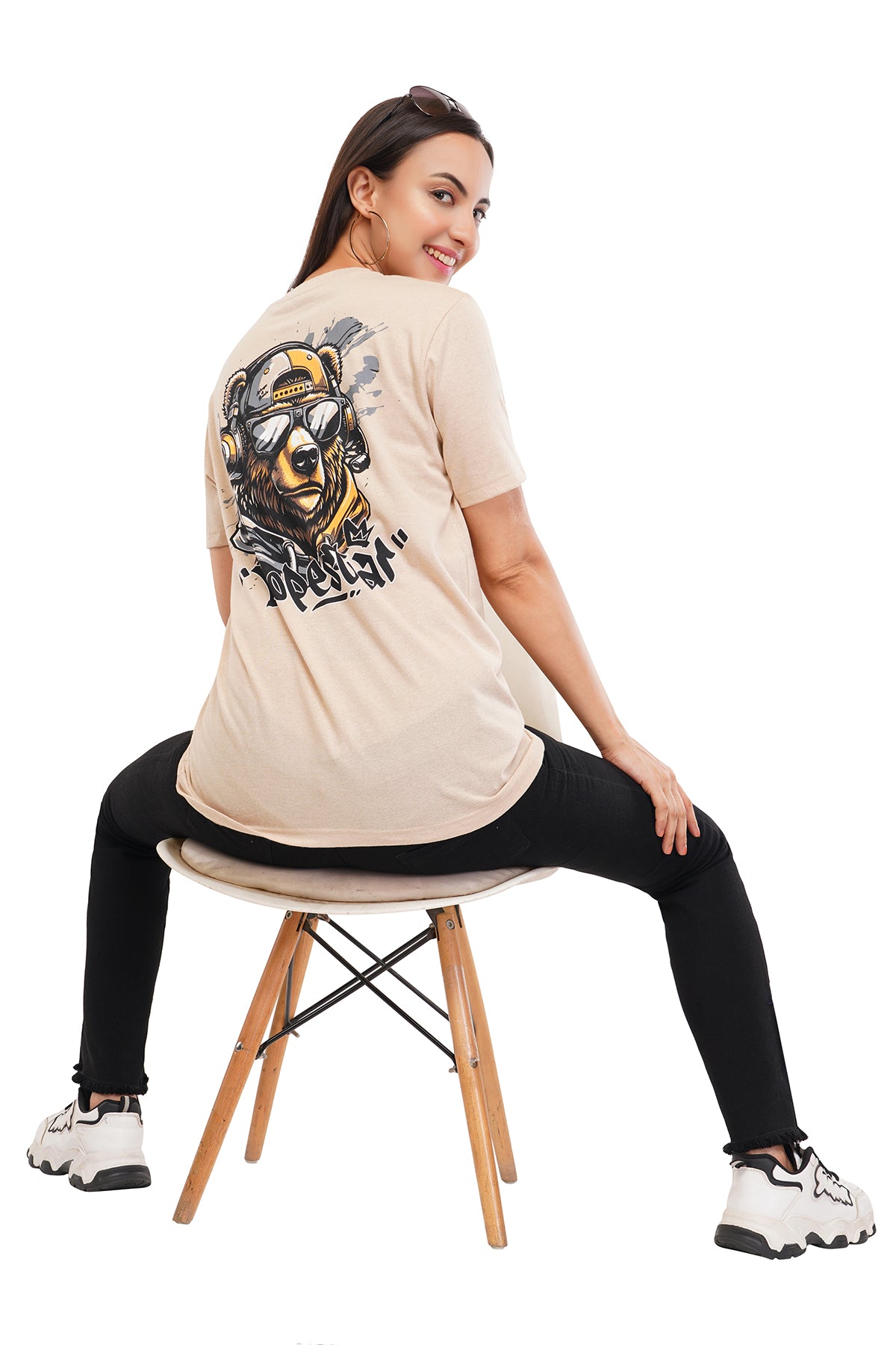 Women Printed Round Neck Poly Cotton T-Shirt Dopster