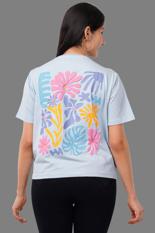 Women's Free Fit Printed Ladies T-Shirt | Stay Groovy | BLUE