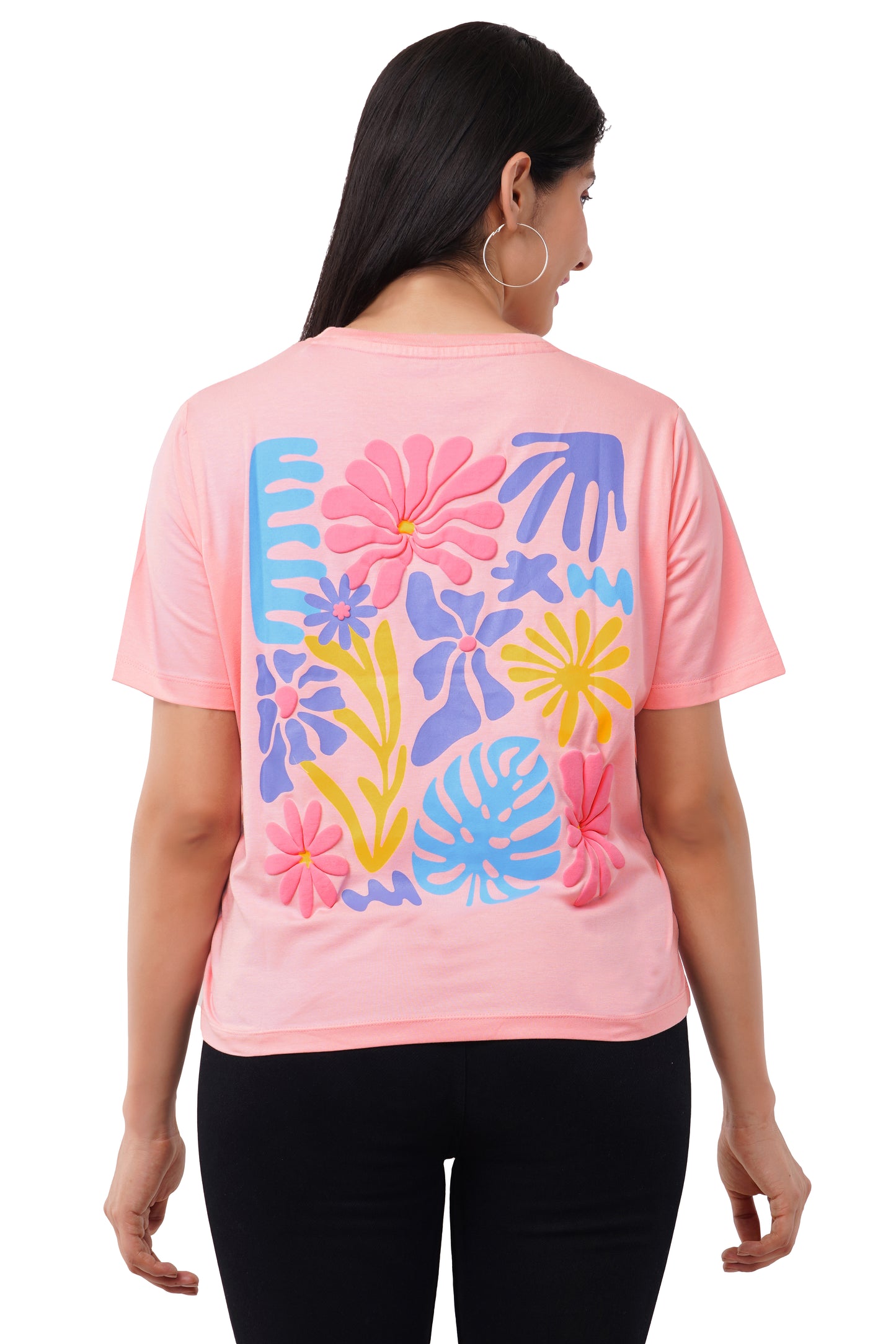 Women's Free Fit Printed Ladies T-Shirt | Stay Groovy | Candy Pink