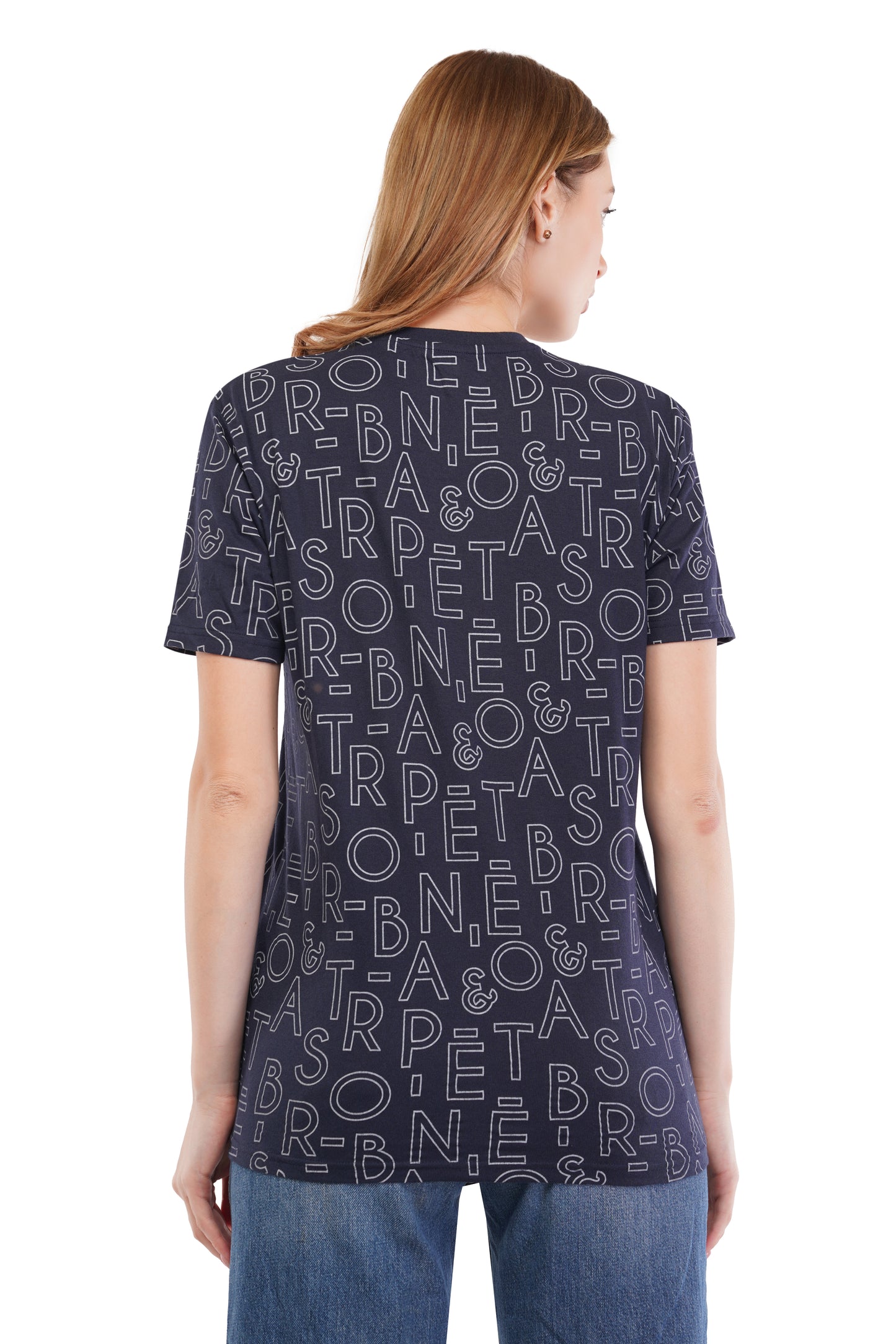 Women's Typography - AOP  Round Neck Poly Cotton T-Shirt