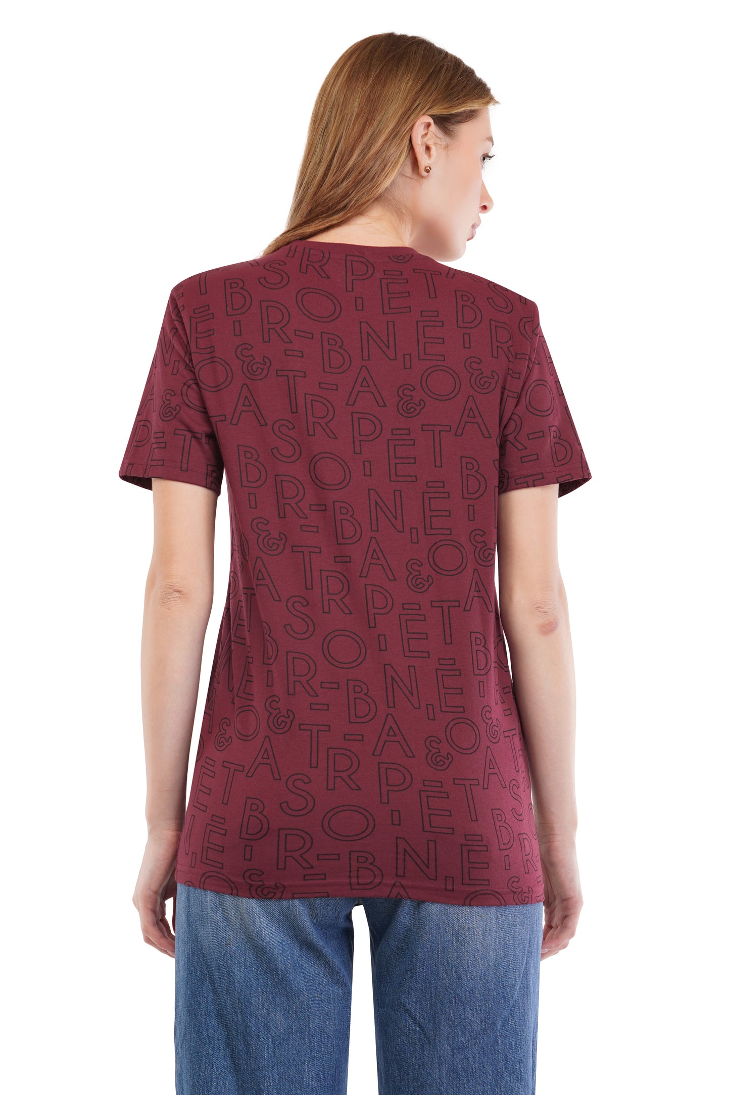 Women's Typography - AOP  Round Neck Poly Cotton T-Shirt