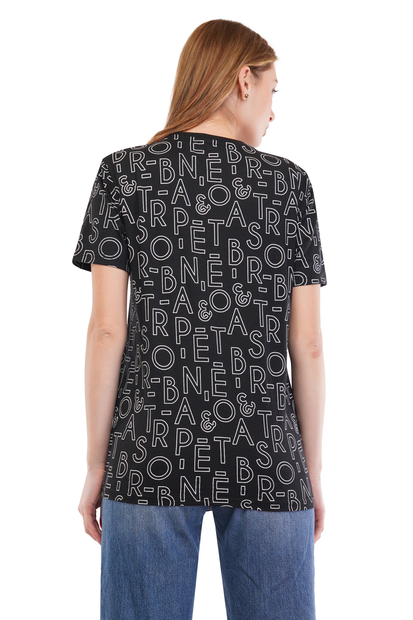 Women's Typography - AOP  Round Neck Poly Cotton T-Shirt