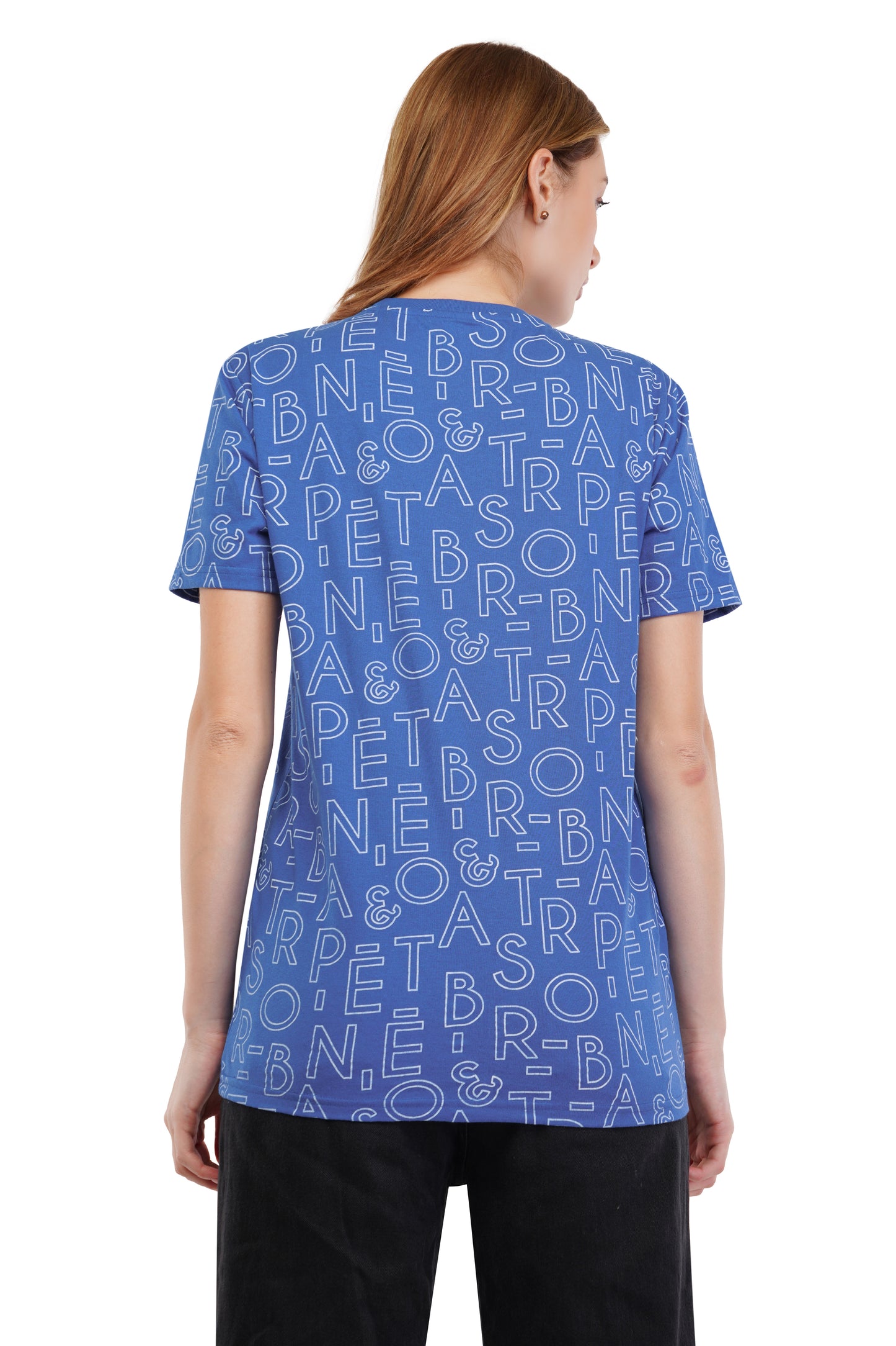 Women's Typography - AOP  Round Neck Poly Cotton T-Shirt