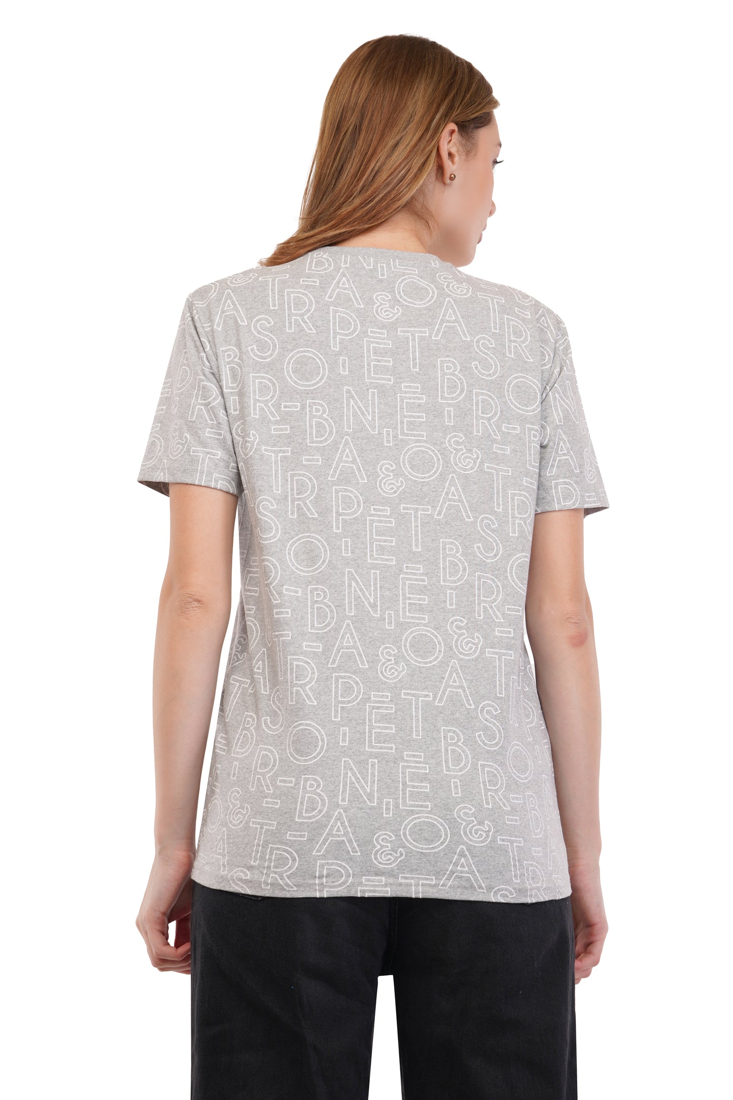 Women's Typography - AOP  Round Neck Poly Cotton T-Shirt