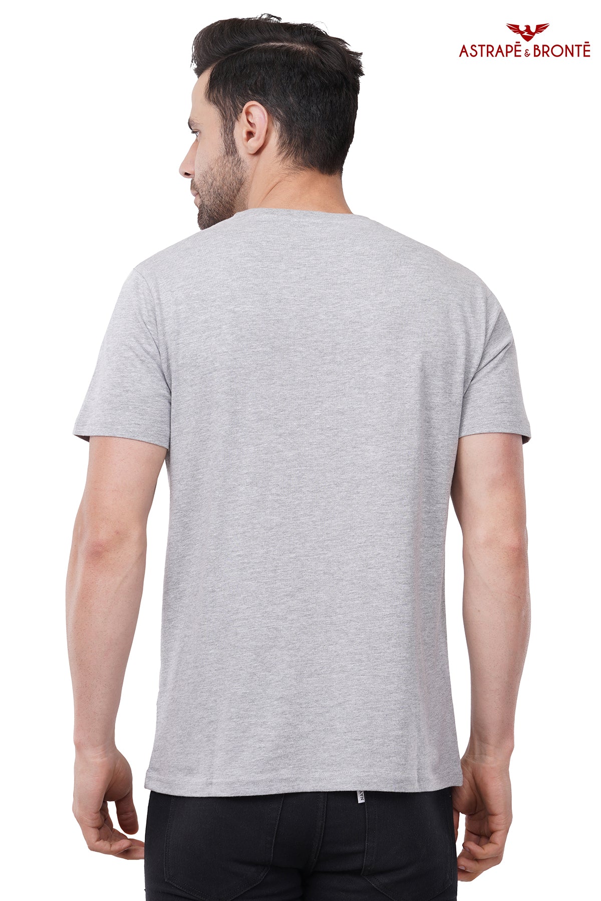 Trendy Round Neck Half Sleeve Pure Cotton T-Shirt for Men | AB100203 (Grey Melange)