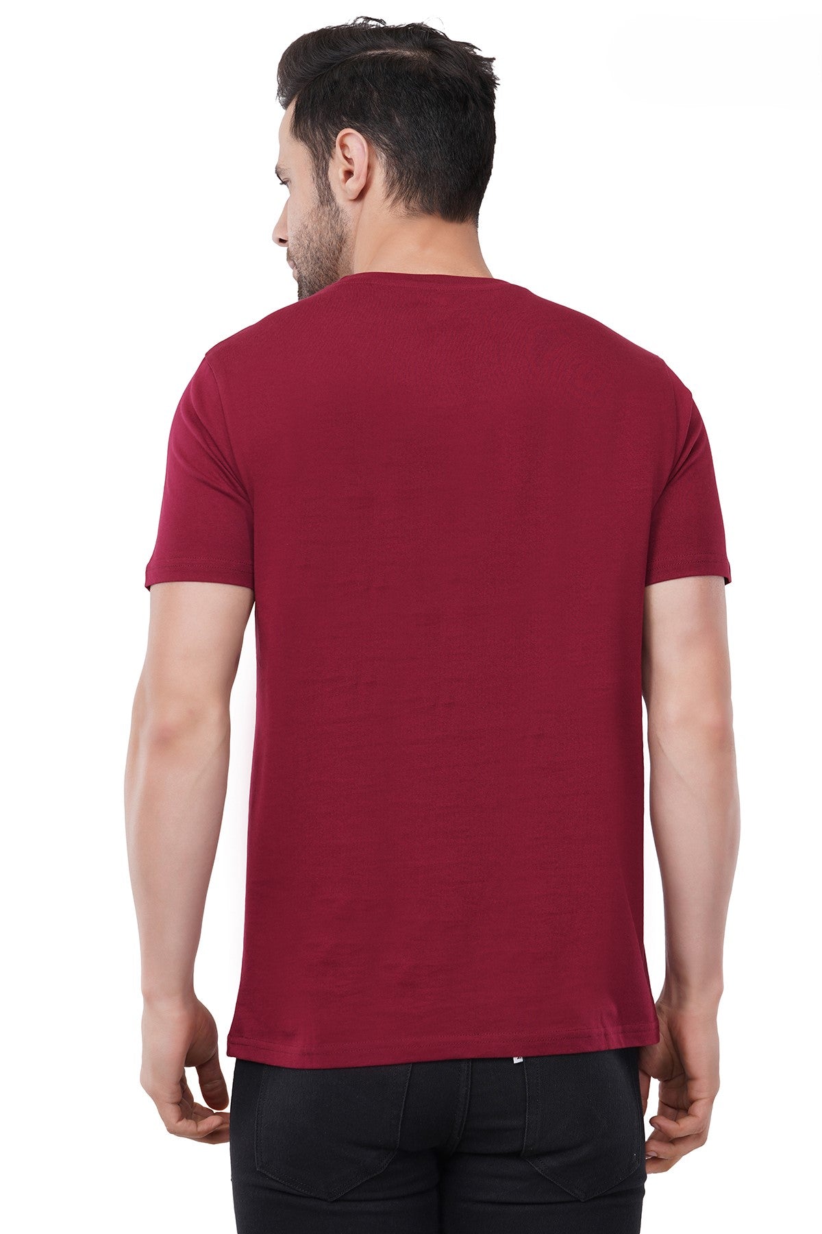 Trendy Printed Round Neck Pure Cotton Half Sleeve T-Shirt for Men | Work Hard | Wine Red (Copy)