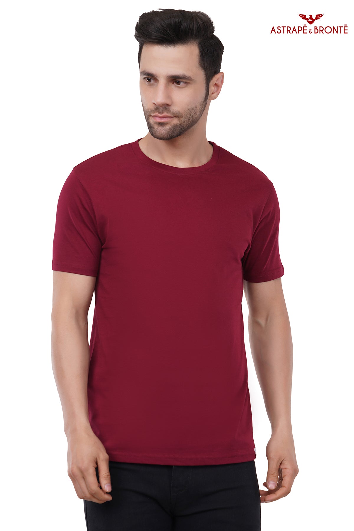 Trendy Printed Round Neck Pure Cotton Half Sleeve T-Shirt for Men | Solid | Wine Red