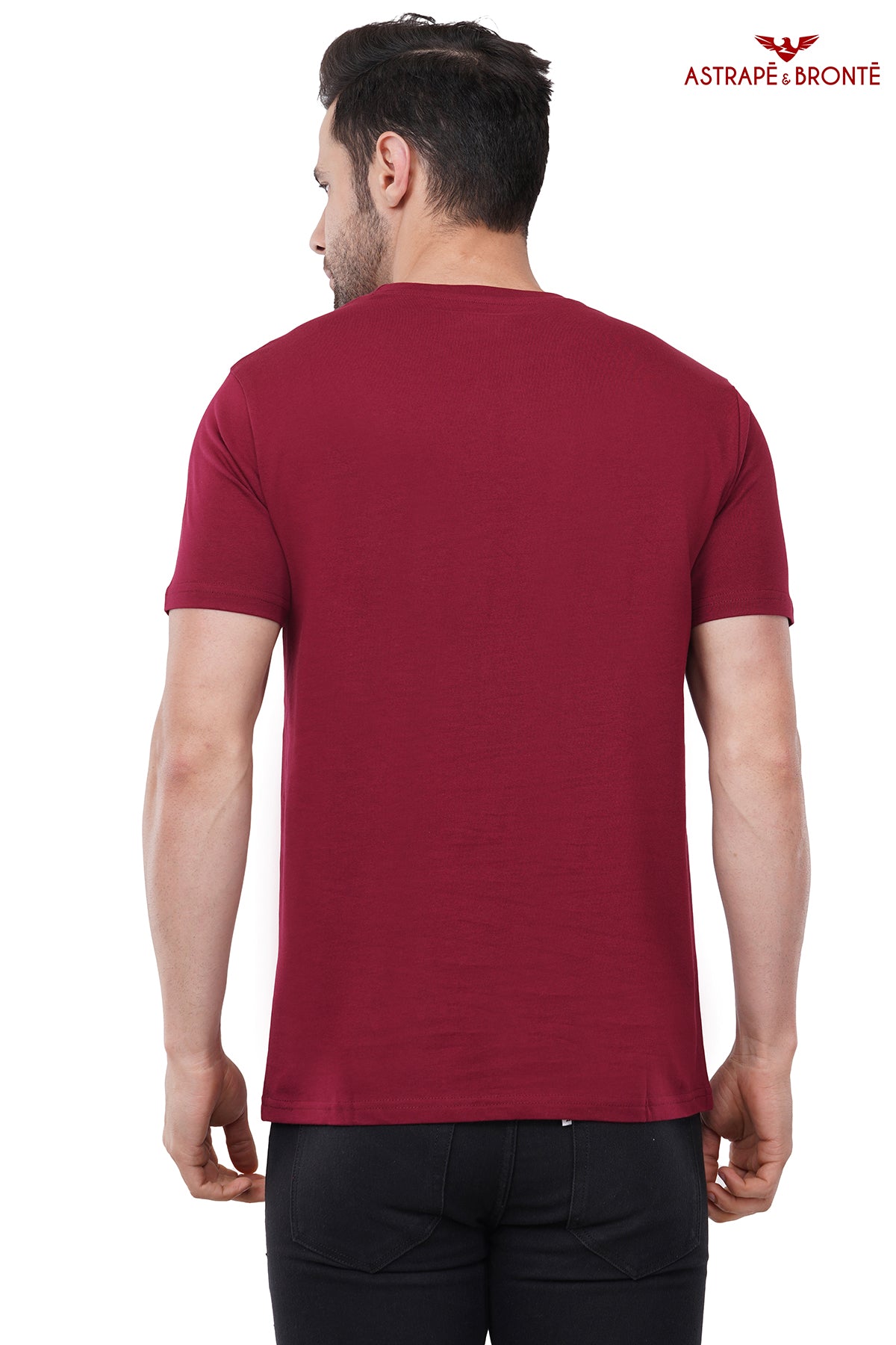 Trendy Printed Round Neck Pure Cotton Half Sleeve T-Shirt for Men | Solid | Wine Red