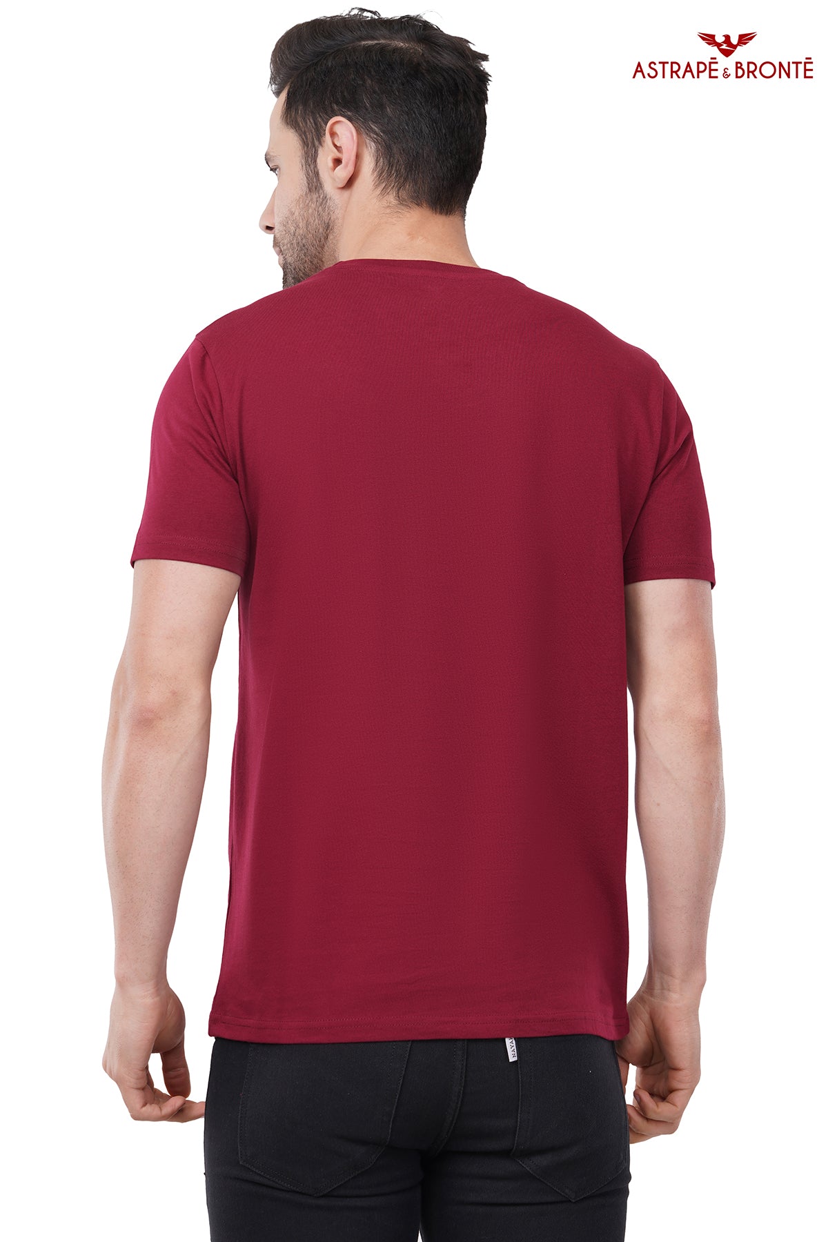 Trendy Printed Round Neck Pure Cotton Half Sleeve T-Shirt for Men | Fly High | Wine Red